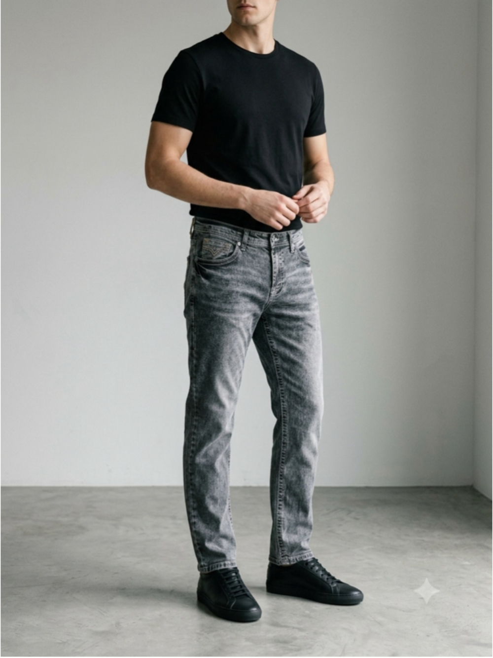 True Rebel 808 Slim Fit Jeans Mens 36x30 Gray Acid Wash Premium Denim Straight L